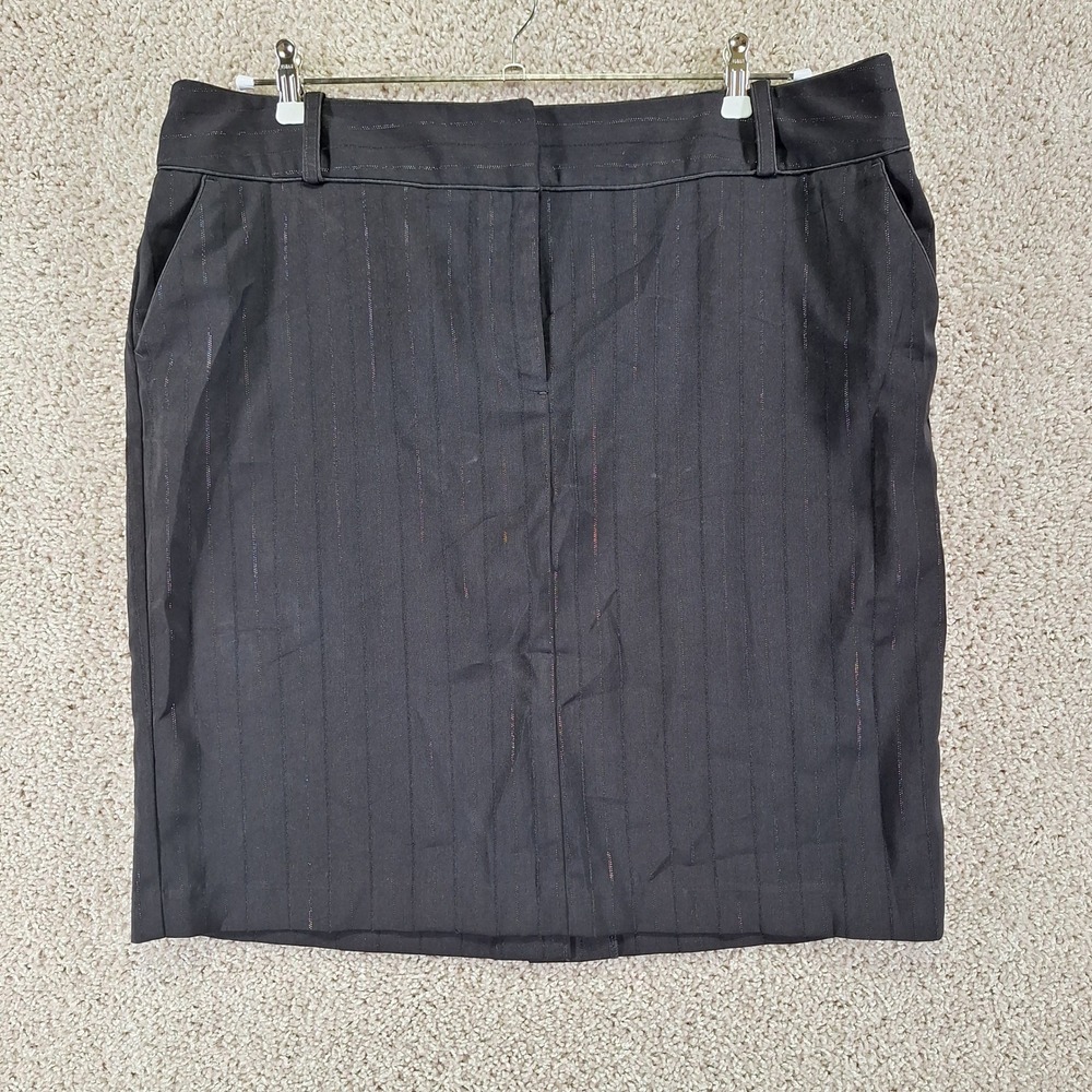 2 Piece Set Attention Jacket & Skirt Women 18 Black Lined Pinstriped Notch Lapel